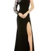 Mac Asymmetric Floral-Embellished Twill Gown