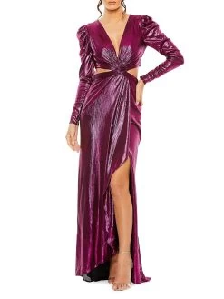 Ieena Foile Jersey Open-Back Gown