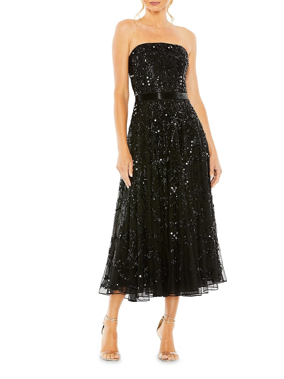 Embellished Mesh Strapless Midi-Dress - Image 2