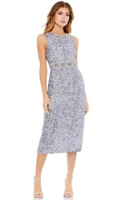 Mac Duggal - 10739 Sequined Jewel Neck Sheath Dress