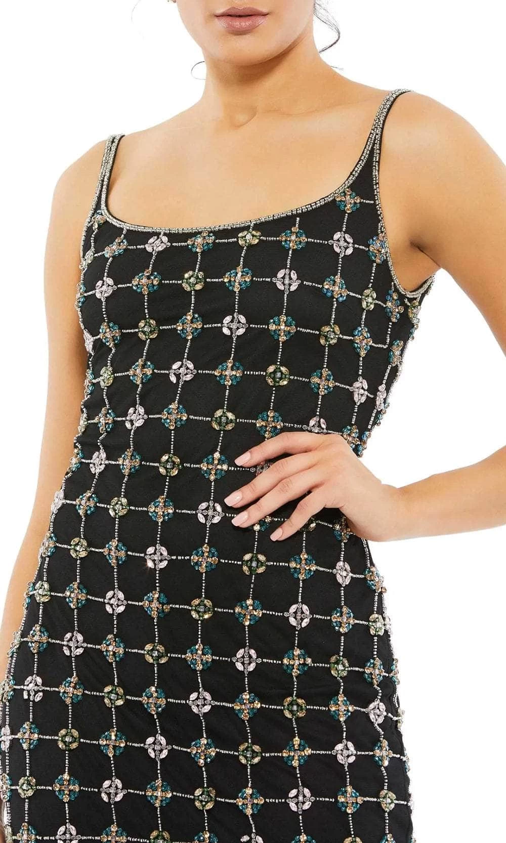 Mac Duggal 10778 - Geometric Patterned Scoop Long Dress - Image 3