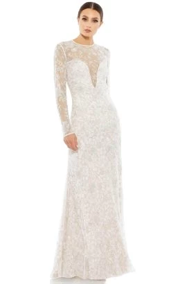 Mac Duggal 10821 - Illusion High Neck Floral Long Gown