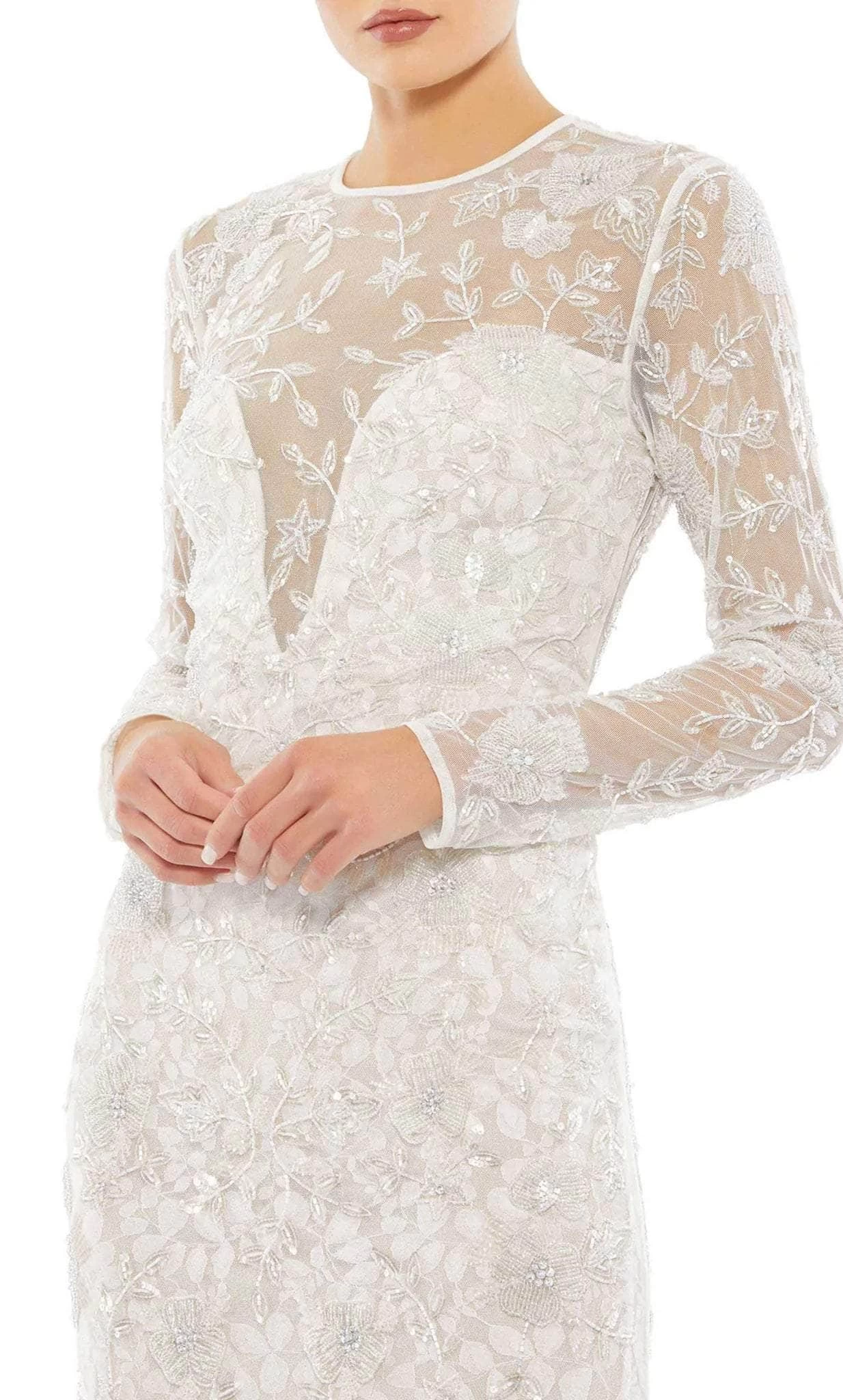 Mac Duggal 10821 - Illusion High Neck Floral Long Gown - Image 3