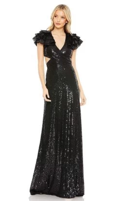 Mac Duggal - 10829 Flutter Sleeve Cutout Sequin Gown