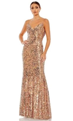 Mac Duggal 10929 - Sequined Cowl Back Sheath Dress