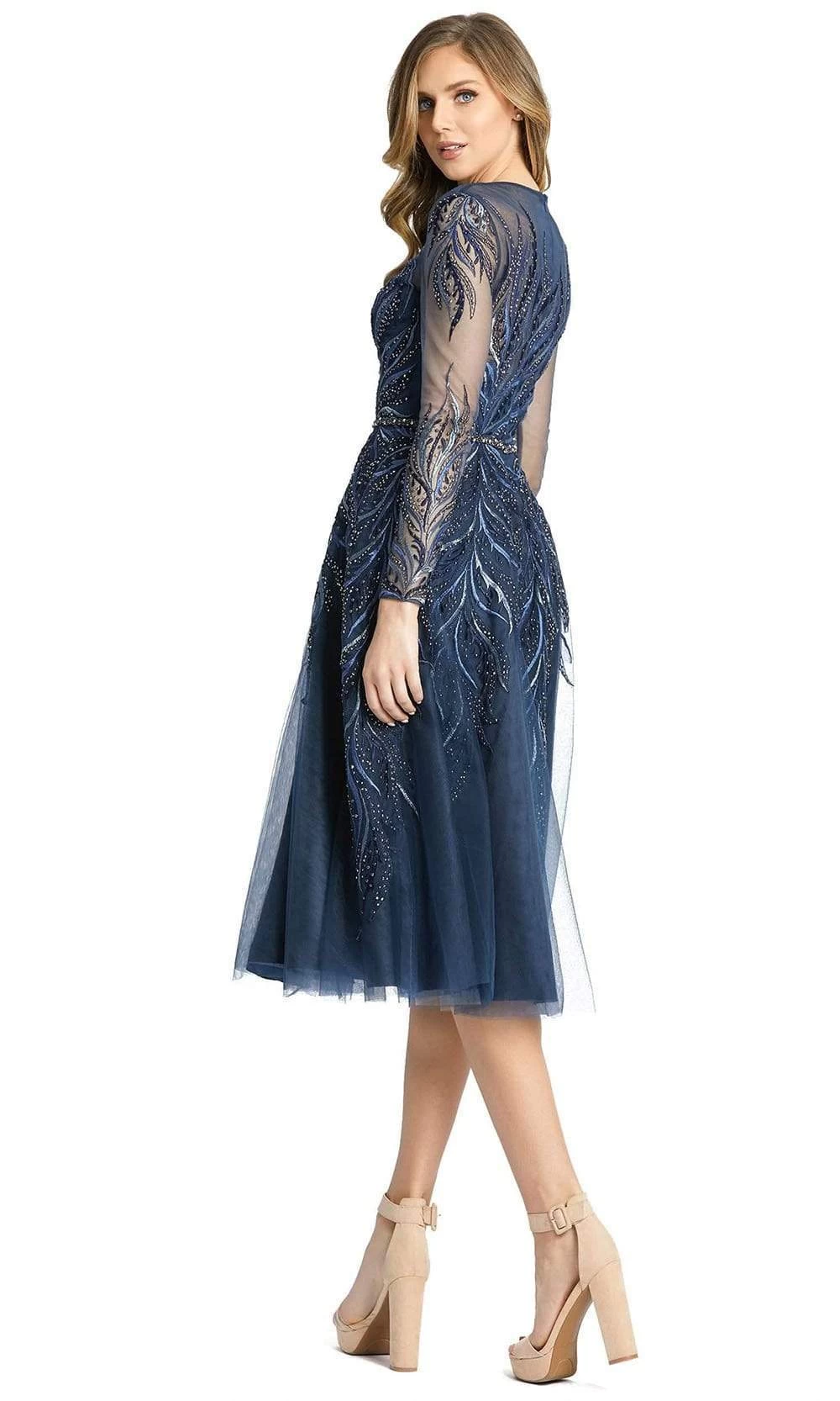 Mac Duggal - 11136 Embroidered Long Sleeve A-Line Dress - Image 2