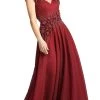 Mac Duggal - 11152 Floral Applique V Neck A-Line Gown