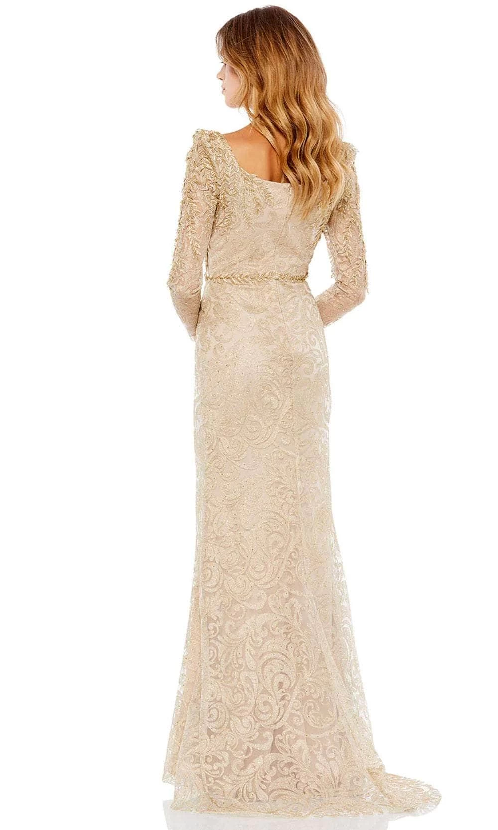 Mac Duggal 11187 - Gold Leaf Appliqued Evening Gown - Image 2