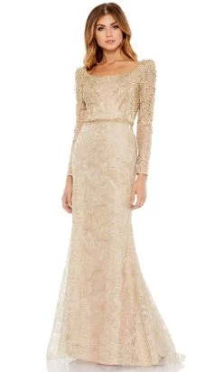 Mac Duggal 11187 - Gold Leaf Appliqued Evening Gown