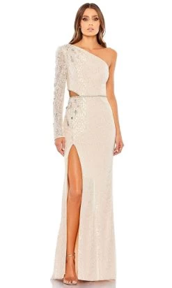 Mac Duggal 11306 - Long Sleeve Asymmetric Lace Dress