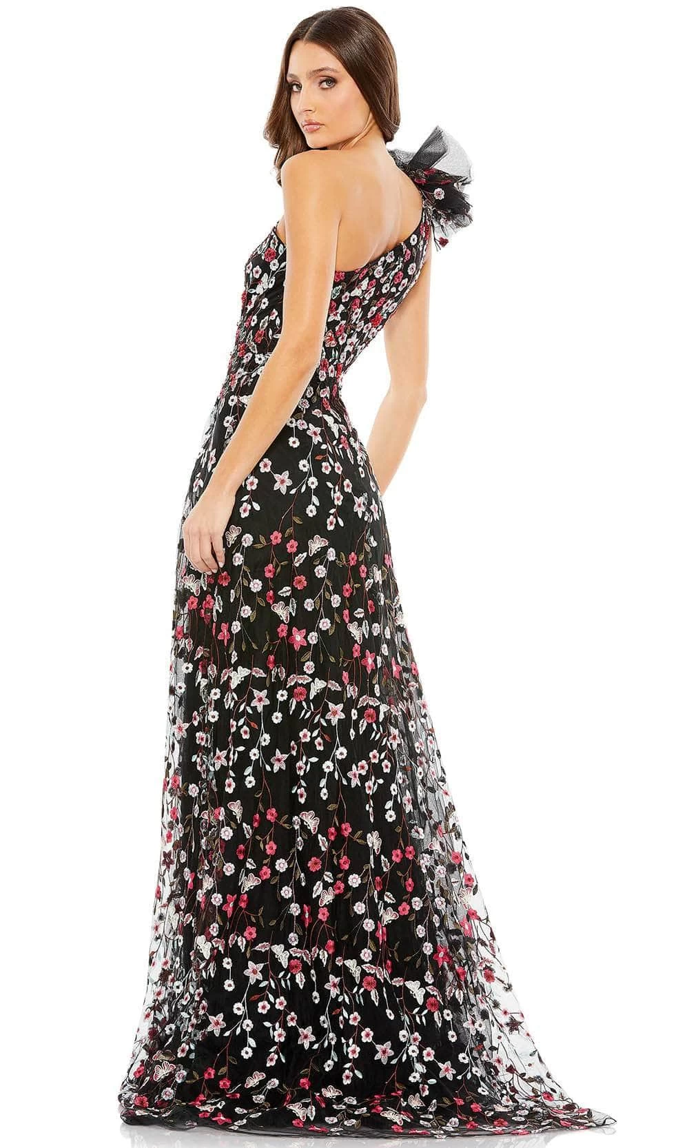 Mac Duggal 20331 - Floral Asymmetric Evening Gown - Image 5