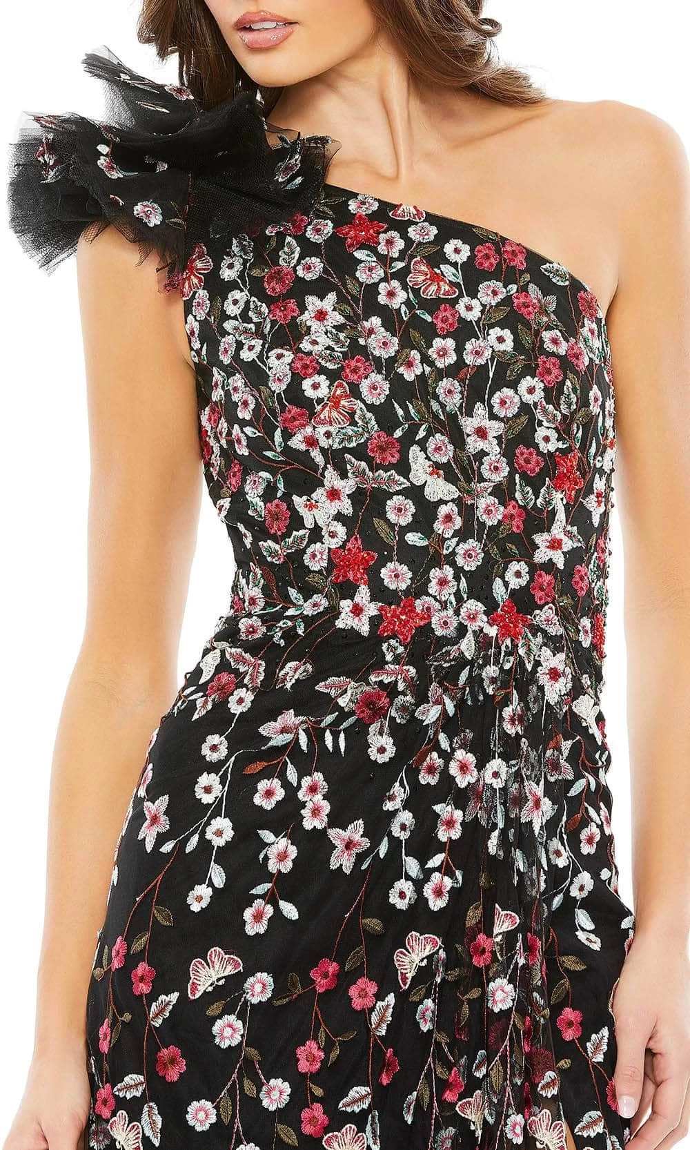 Mac Duggal 20331 - Floral Asymmetric Evening Gown - Image 6