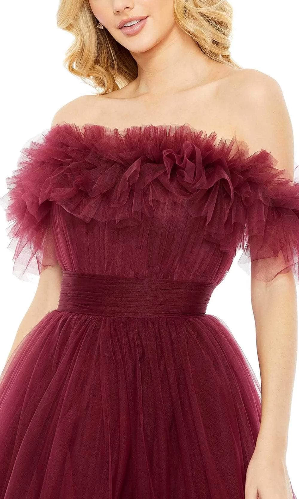 Mac Duggal 20415 - Ruffled Neck Strapless Tulle Gown - Image 3