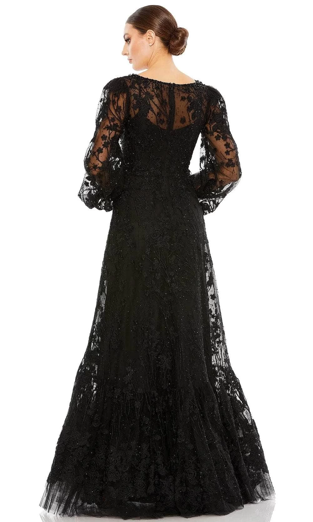 Mac Duggal 20430 - Long Puff Sleeve A-line Evening Gown - Image 2
