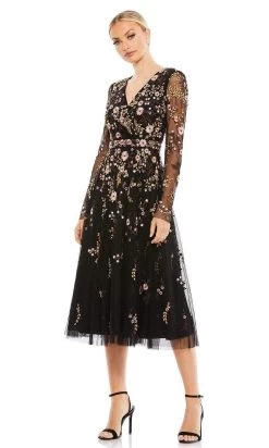 Mac Duggal - 35103 Sheer Long Sleeve Floral Dress
