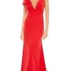 Mac Duggal - 49454 Deep V Neck Dress With Bow
