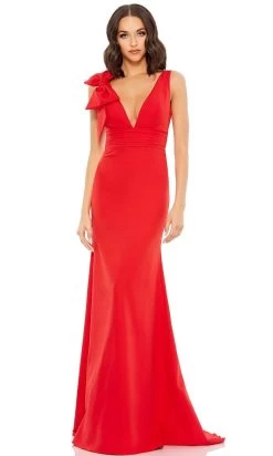 Mac Duggal - 49454 Deep V Neck Dress With Bow