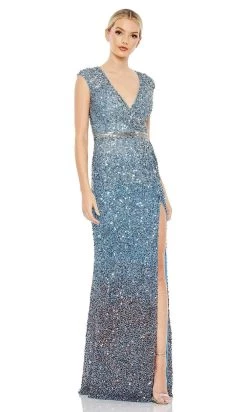 Mac Duggal - 5489 Cap Sleeve Ombre Sequin Gown