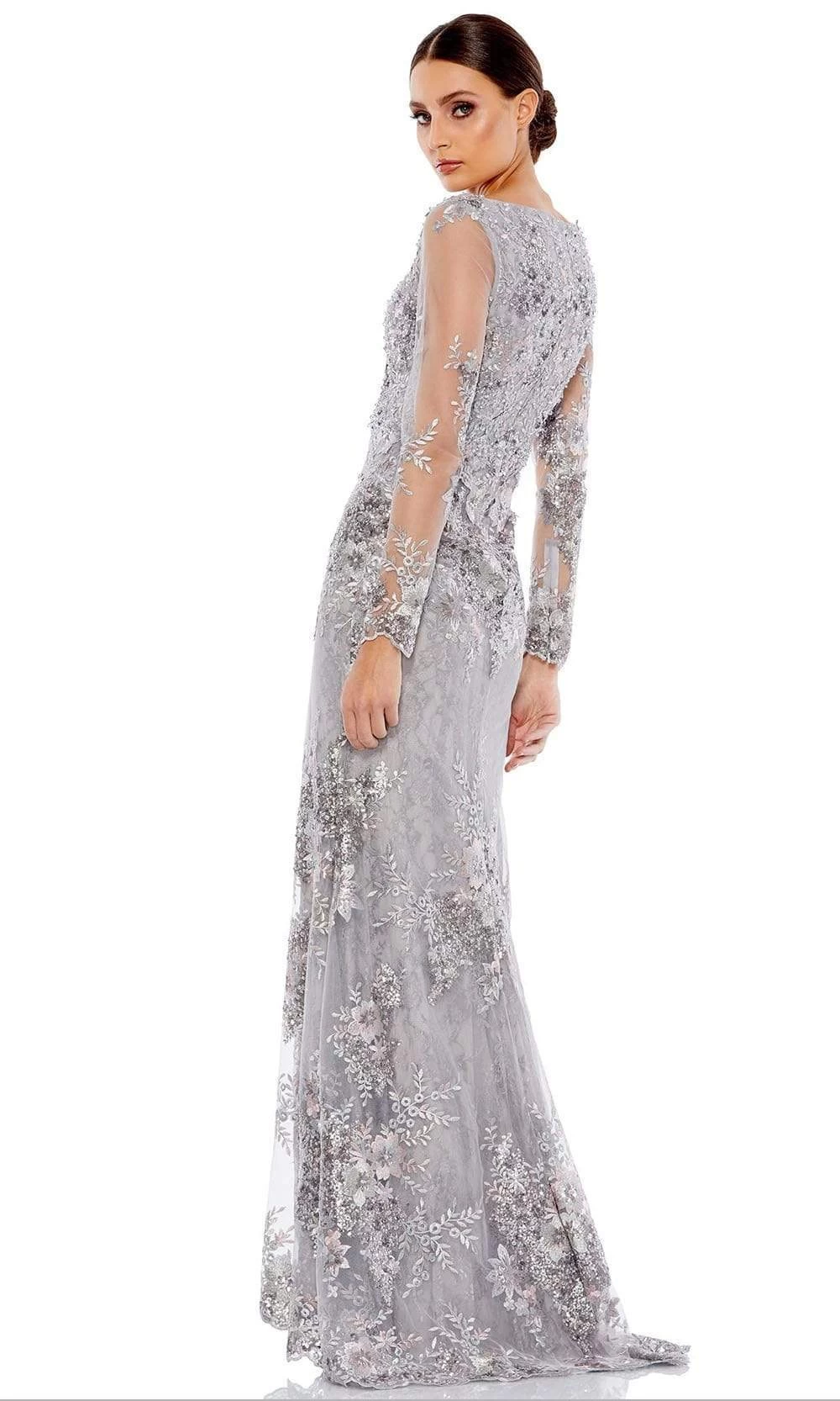 Mac Duggal - 67539 Embroidered Long Sleeve Sheath Gown - Image 2