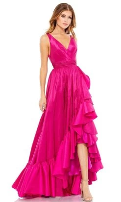 Mac Duggal - 67835 V Neck Taffeta High Low Dress