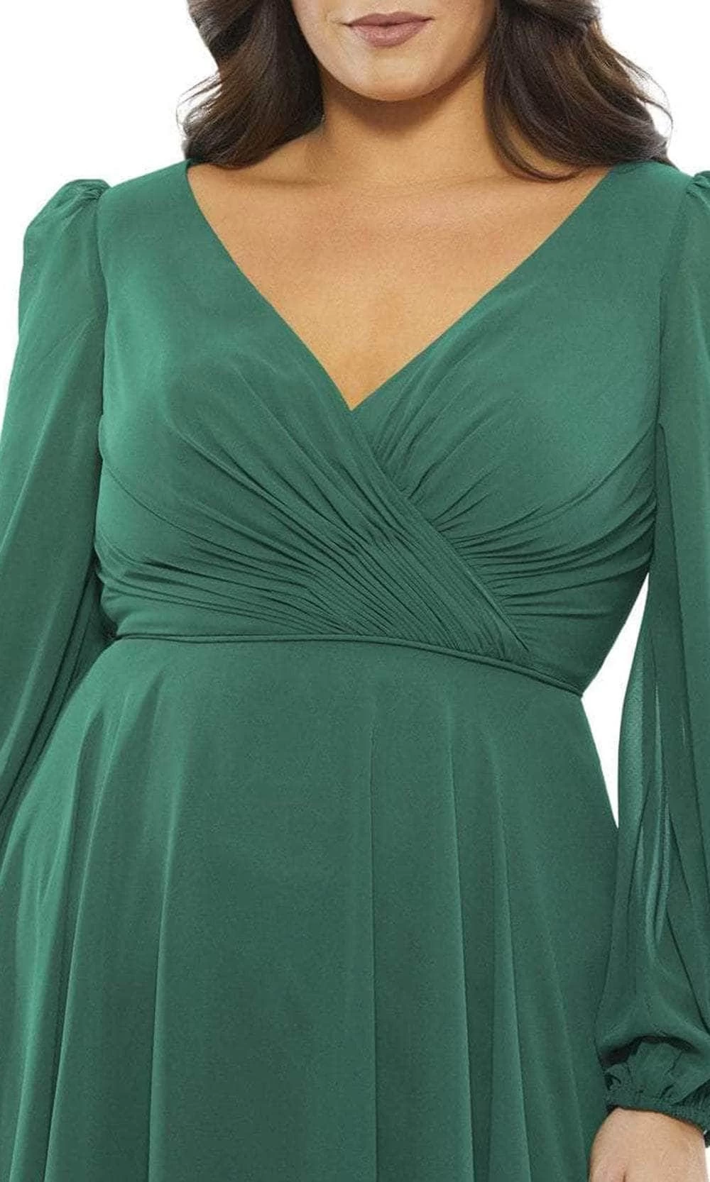 Mac Duggal 67914 - V-Neck Long Sleeved Chiffon Dress - Image 3