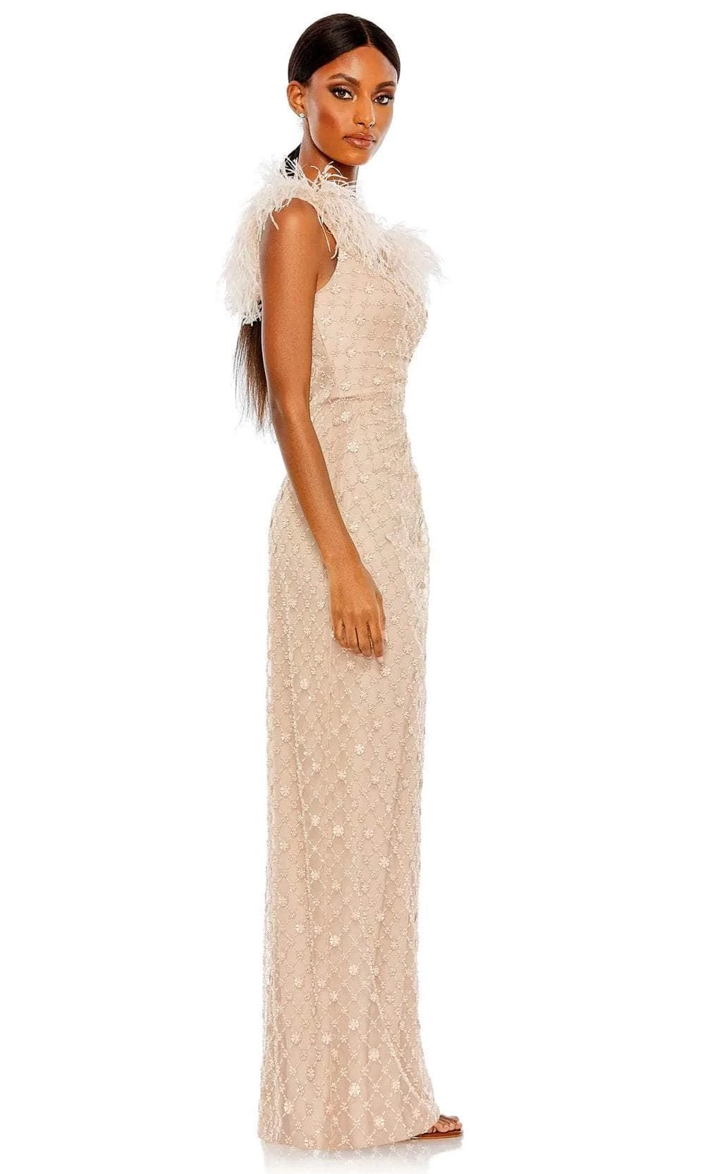 Mac Duggal 68139 - Asymmetrically Feathered Embellished Dress - Image 2