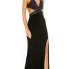 Mac Duggal 68166 - Sequined Plunging Neck Evening Dress