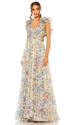 Mac Duggal 68517 - Lace-Up Back Floral Evening Dress