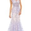 Mac Duggal 79357 - Floral Appliqued Illusion Trumpet Gown