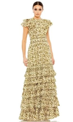 Mac Duggal 8024 - Ruffled Sleeves Formal Gown