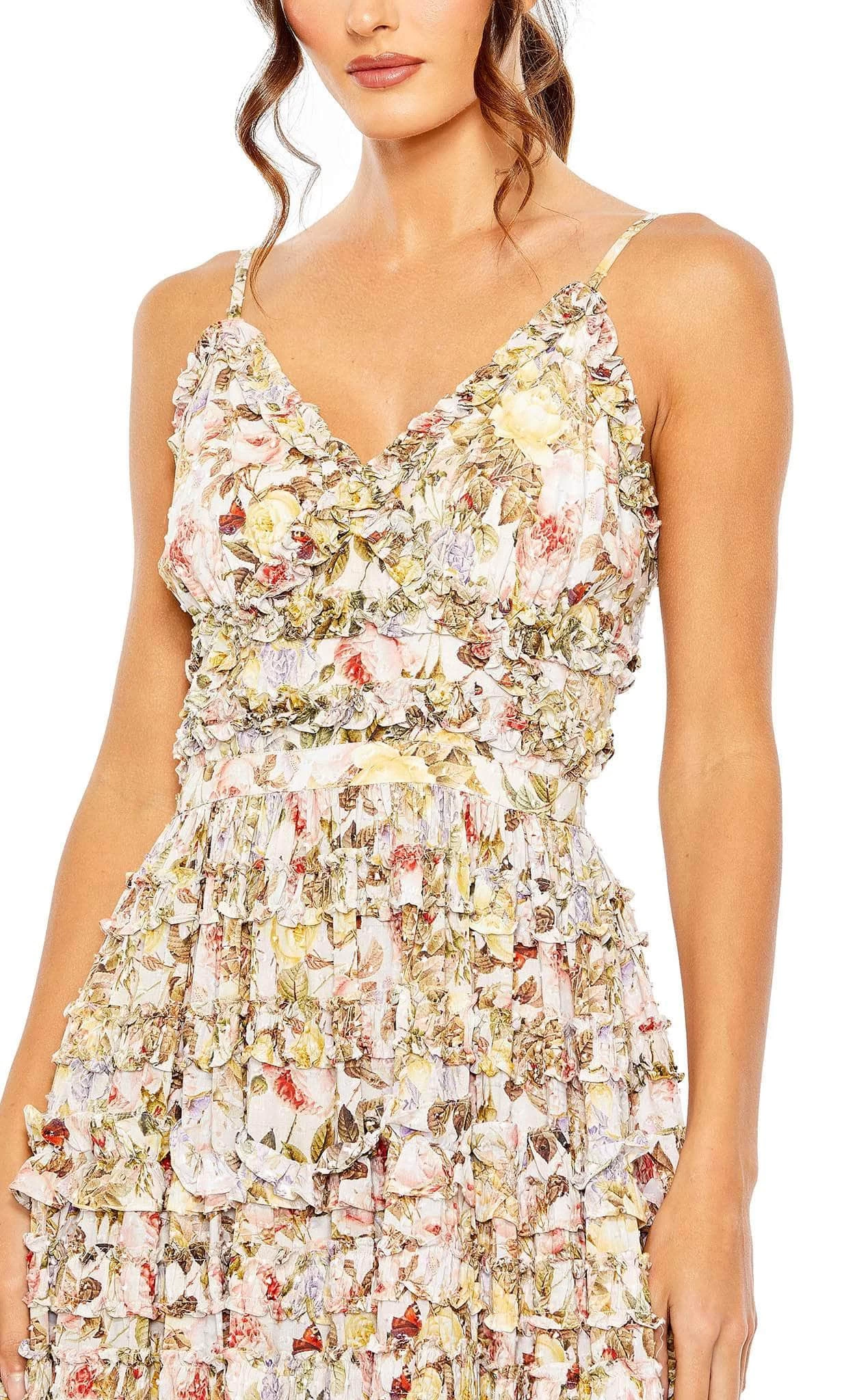 Mac Duggal 8026 - Floral Ruffled Detail Long Dress - Image 3