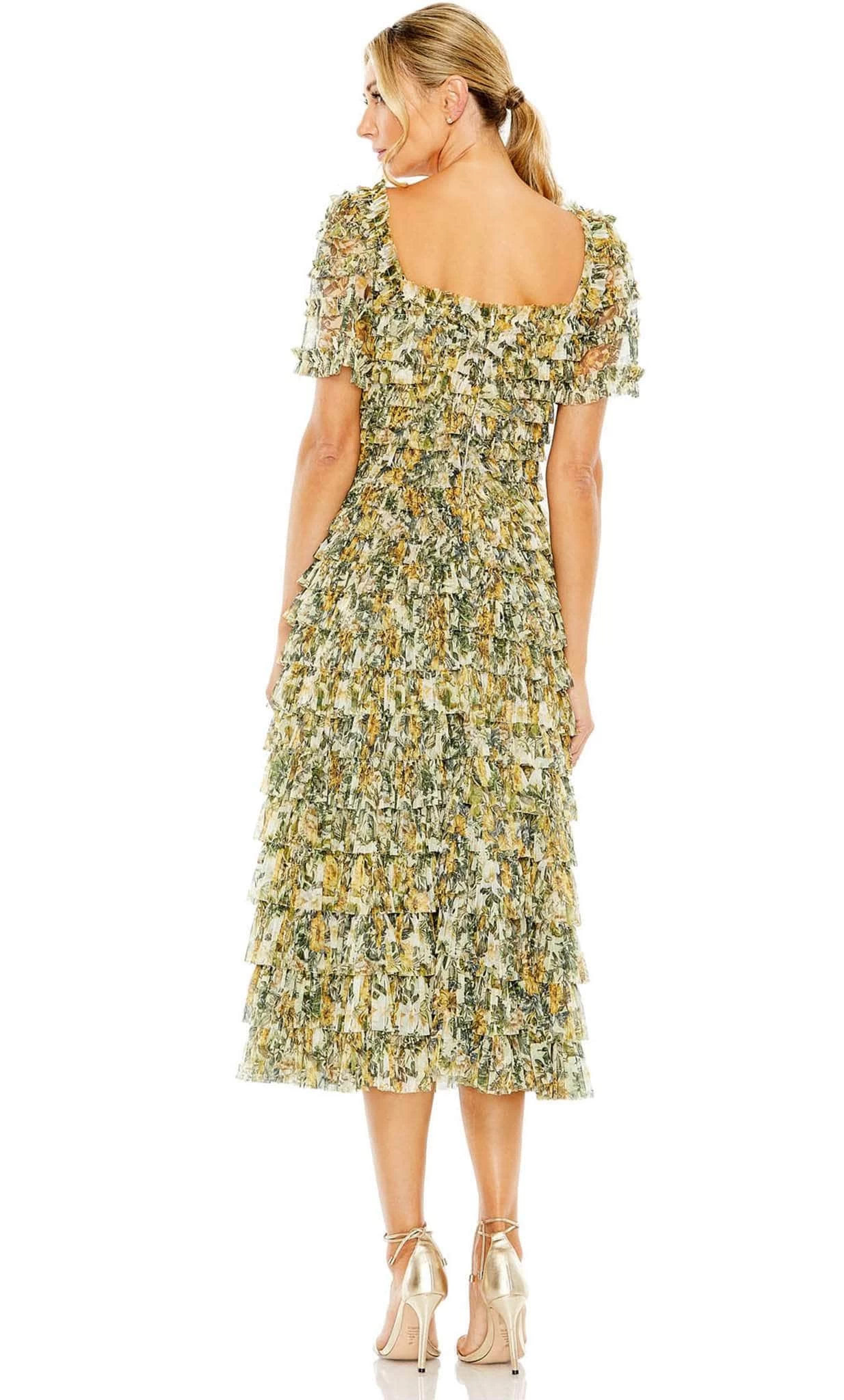 Mac Duggal 8232 - Tiered Ruffle Detailed Short Sleeve Dress - Image 2