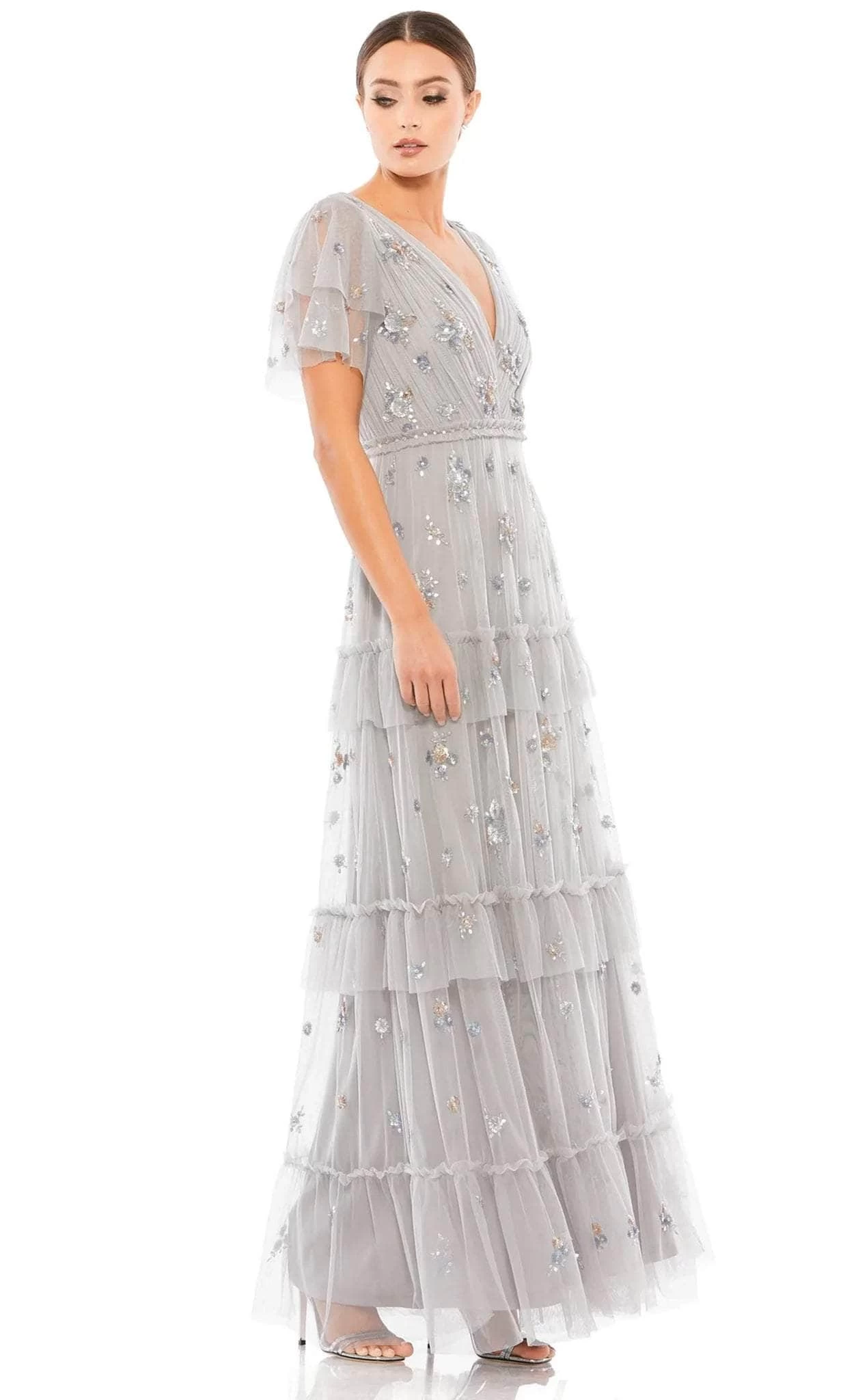 Mac Duggal 9068 - Sheer Sleeve V-Neck Prom Dress - Image 6