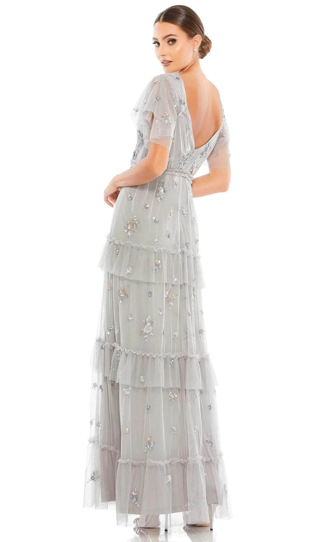 Mac Duggal 9068 - Sheer Sleeve V-Neck Prom Dress - Image 5