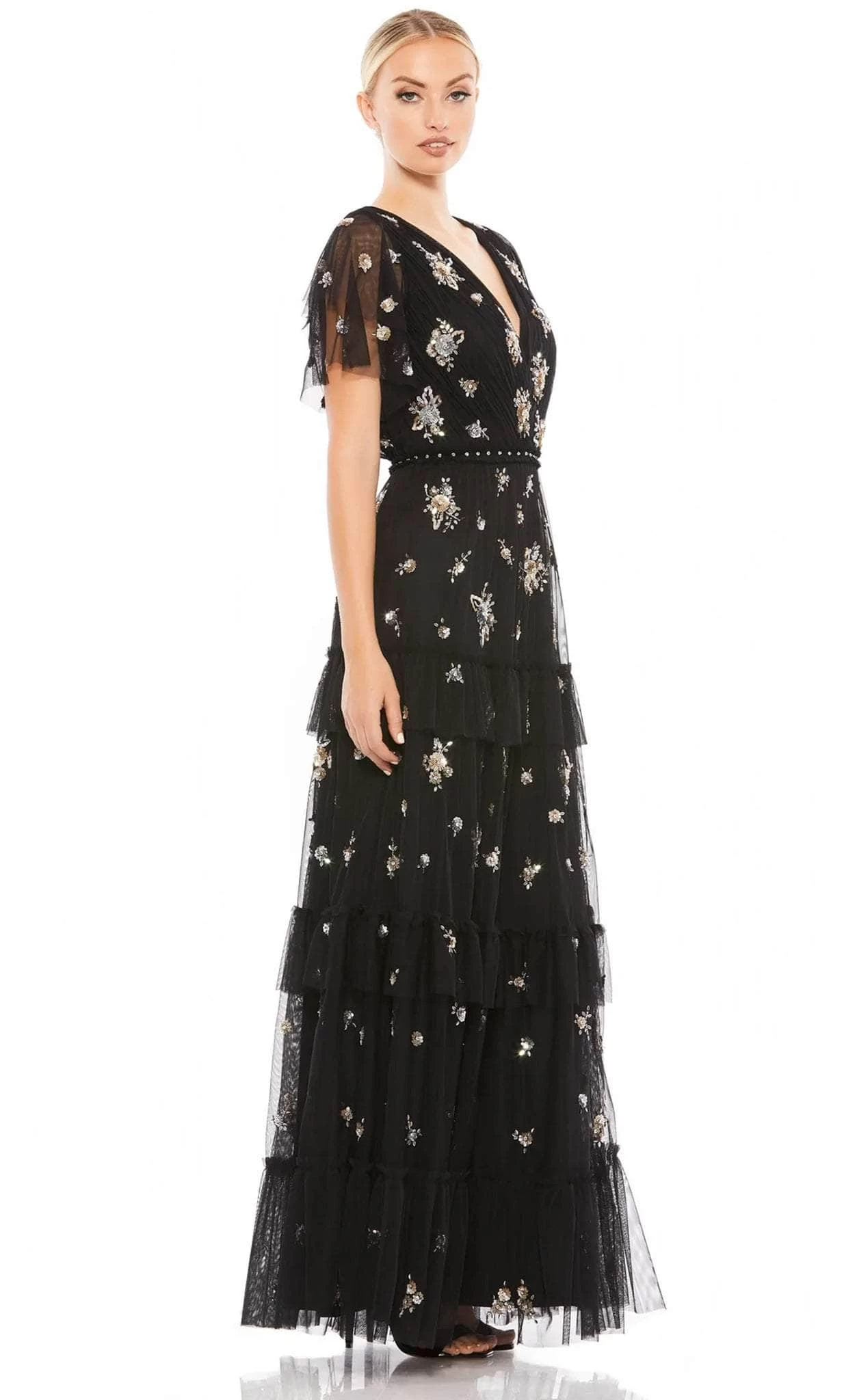 Mac Duggal 9068 - Sheer Sleeve V-Neck Prom Dress - Image 2