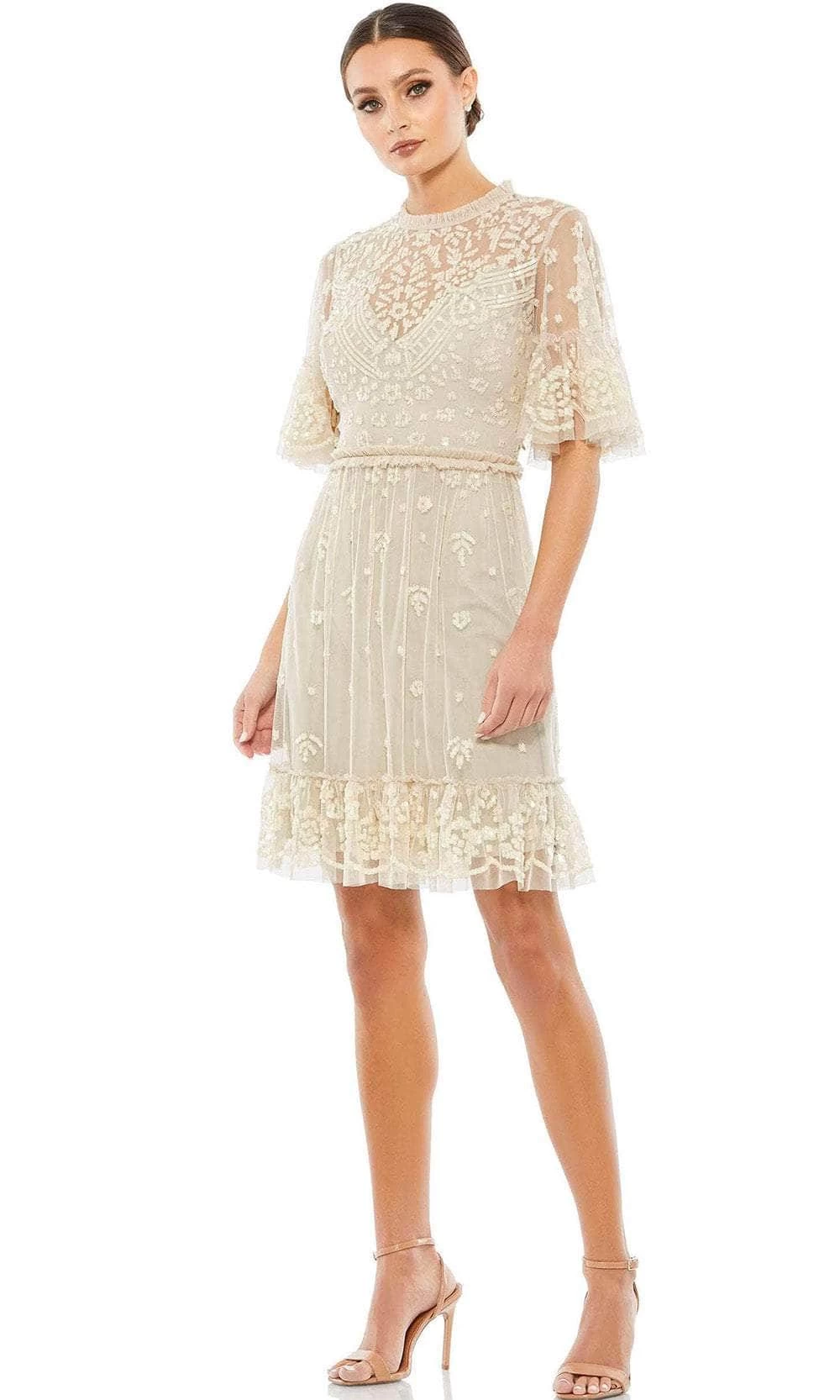 Mac Duggal 9143 - Flutter Sleeve Ruffled A-Line Cocktail Dress - Image 4