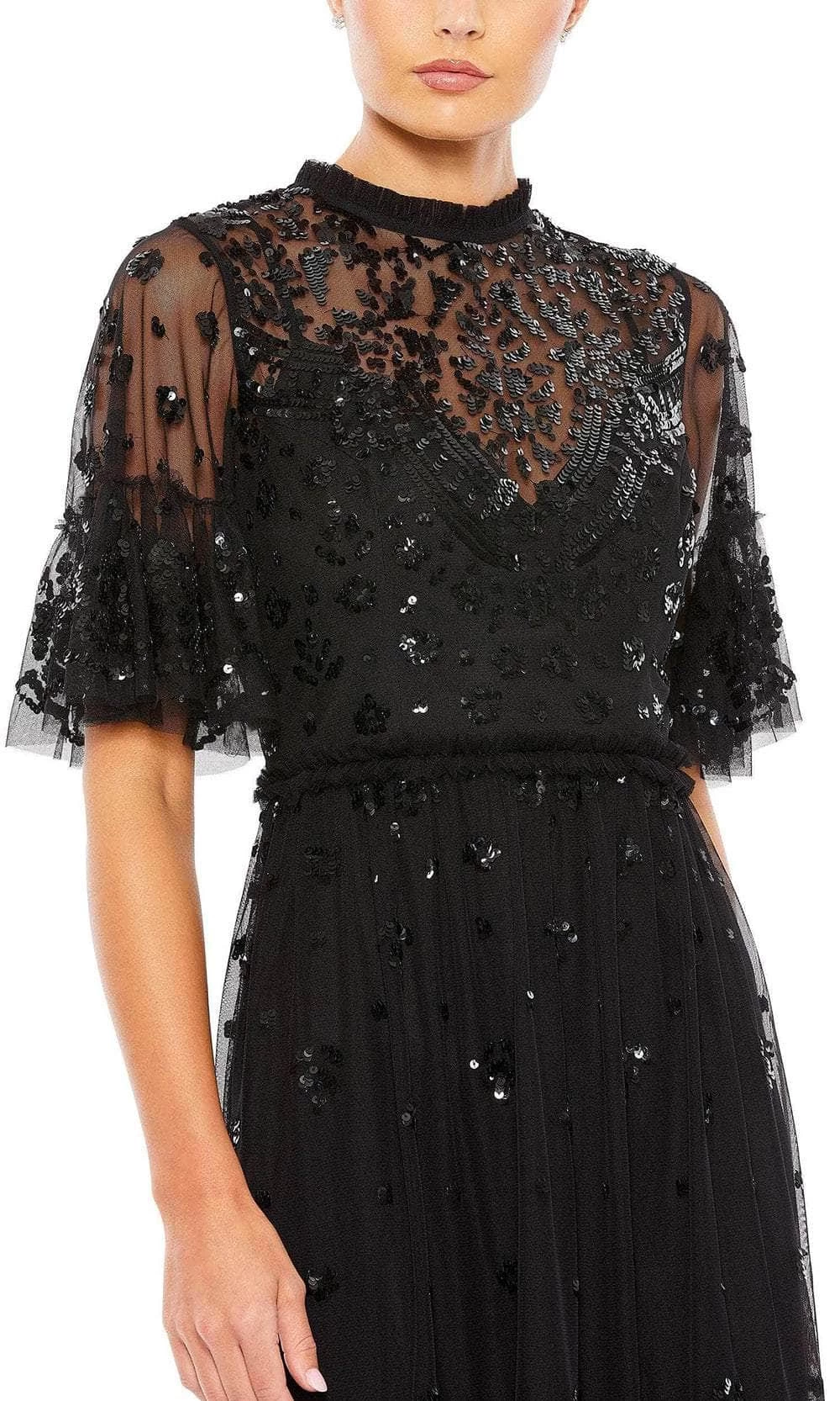 Mac Duggal 9143 - Flutter Sleeve Ruffled A-Line Cocktail Dress - Image 3