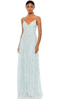 Mac Duggal 9166 - V-Neck Floral Ruffled Prom Gown