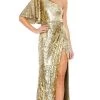 Mac Duggal - 93540 Bell Sleeve Asymmetric Sequined Gown