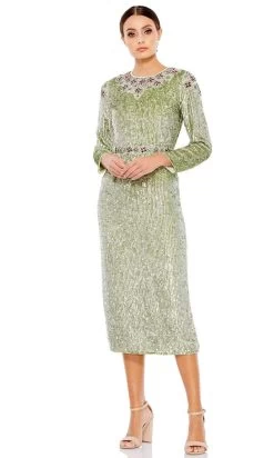 Mac Duggal - 93568 Sage Long Sleeve Sequined Dress