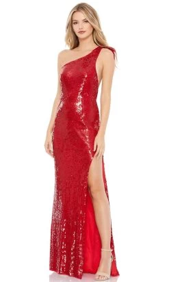 Mac Duggal - 93580 Sequined Asymmetric Sheath Dress With Slit