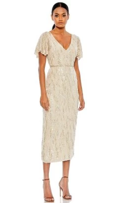 Mac Duggal 93591 - Plunging Neck Midi Dress