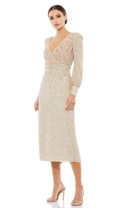 Mac Duggal - 93593 Sequined V Neck Midi Column Dress
