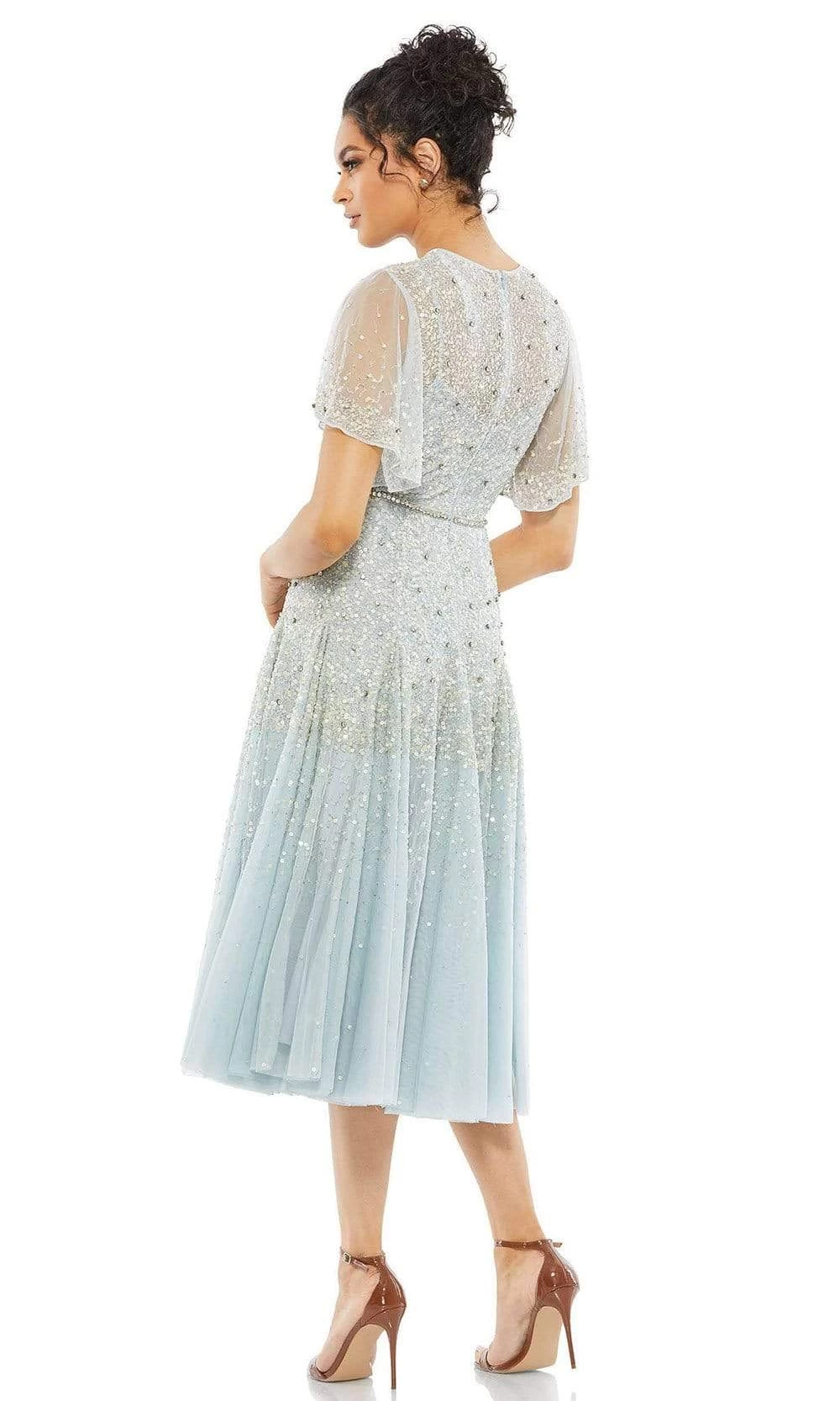 Mac Duggal - 93655 Softy Bell Sleeve Tea Length Dress - Image 2