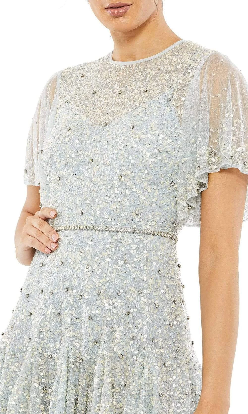 Mac Duggal - 93655 Softy Bell Sleeve Tea Length Dress - Image 3