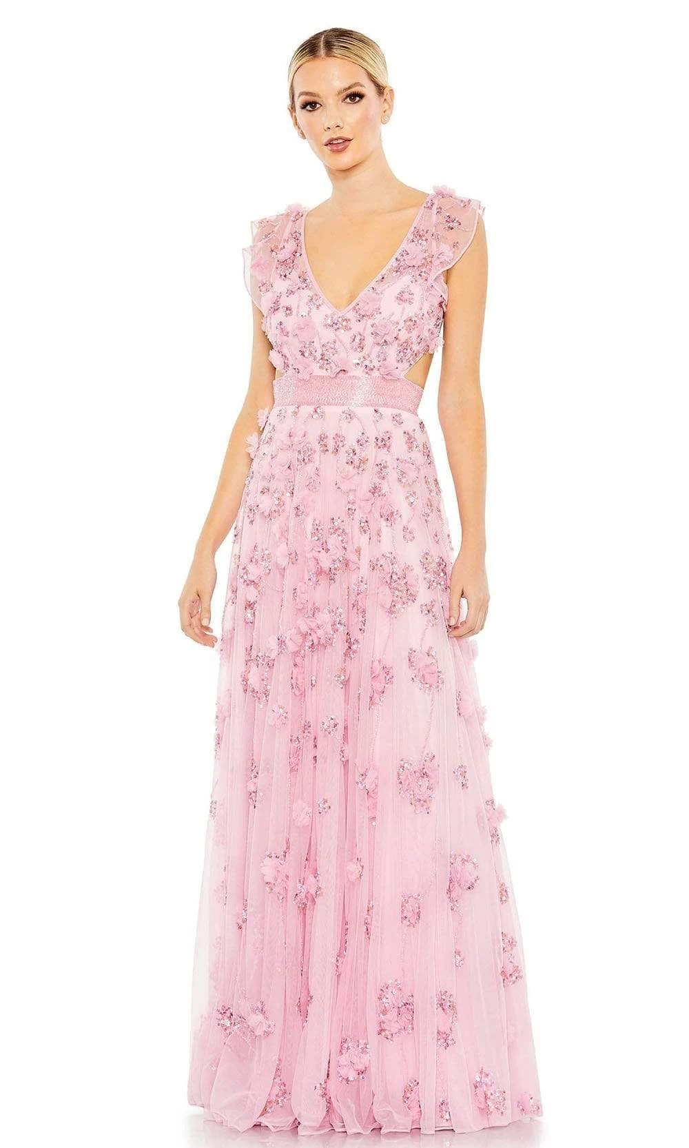 Mac Duggal - 93692 Deep V-Neck Floral Appliqued Gown - Image 4