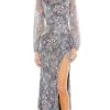 Mac Duggal 93750 - Floral Printed Sequin Formal Slit Gown