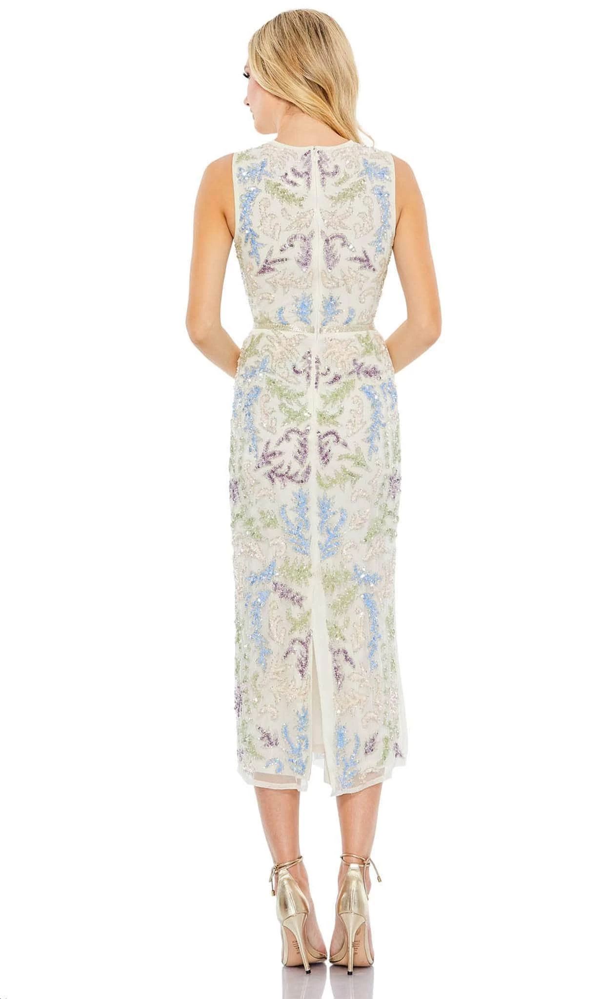 Mac Duggal 93759 - Sleeveless Sequined Tea Length Dress - Image 2