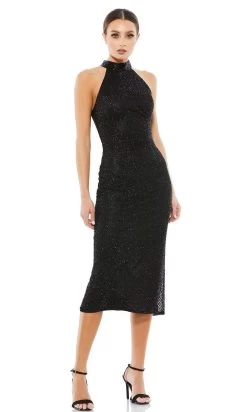 Mac Duggal Cocktail - 5531D High Halter Lattice Beaded Dress