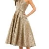 Mac Duggal Cocktail - 67906D Metallic A-Line Cocktail Dress